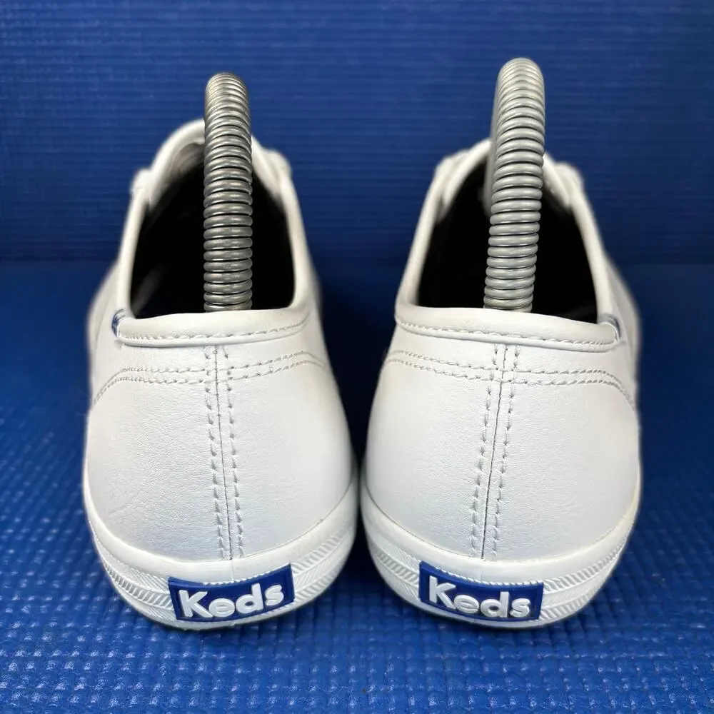 🔴 KEDS CHAMPION Women`s Size 7W White Leather Walking Comfort Shoes WH45750